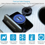1Pc 2 USB Charger 12-24V Car Cigarette Lighter Socket Splitter Dual USB 2.1A Outlet Car Charger IP65 waterproof for Car Boat Marine Mobile