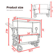 Folding Wagon Cart with Bench Seat & Canopy - 500lbs Capacity