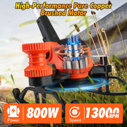 Cordless Grass Trimmer With Wheels 2Pcs 3.0Ah Batteries Rechargeable Handhold Lawn Mower With 3 Types of Blades Head Angle Adjustable Lightweight for