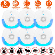 6 Packs Ultrasonic Pest Repellers Plug-In Indoor Pest Control Mouse Repellent Chaser Deterrent for Home Kitchen Office Warehouse Hotel