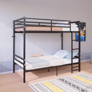 Twin Over Twin Metal Bunk Bed with Ladder and Guardrails