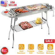 Foldable BBQ Grill Portable Charcoal Barbeque Grill Stainless Steel BBQ Grill For Picnic Camping Backyard Cooking
