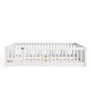 Montessori Floor Bed with Safety Guardrails and Lockable Door