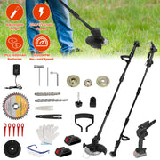 3-in-1 Cordless Electric Pole Saw & Mini Chainsaw & Grass Trimmer Kit with Adjustable Length 2Pcs 21V 1500mAh Batteries 4in/6in Chains Saw Blade 5Pcs