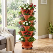 7-Tier Stackable Vertical Planter with Wheels and Drainage