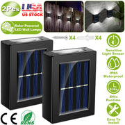 2Pcs Solar Deck Lights Outdoor 2LED Beads Waterproof Sensor Fence Stair Lamps For Patio Landscape Yard White Lighting Color