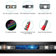 6Pcs Motorcycle LED Light Strips Multi-Color Neon Light Kits Waterproof DC 12V RGB Atmosphere Lights W/ Remote Controller Fit For Motorcycle Car SUV A