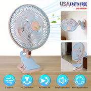 8.66In Oscillating Clip On Fan 2 Speeds Quiet Clamp Fan with 90° Oscillating & Tilting Angle Desktop Wall Mount for Home Office Dorms Strollers