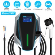 Level 2 Electric Vehicle Charger EV Wall Charger Car Charging Station with 2 Swipecards Digital Display Gun Locking for Home Garage