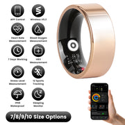 Smart Ring Health Tracker Fitness/Sleep/Stress/HRV Tracker with Charging Case Magnetic Charging Cable for Women's & Men Compatible with iOS & Android 7-