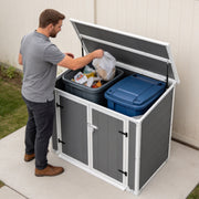 Resin Outdoor Storage Shed with Hydraulic Lid & Ramp 4.6x2.4 FT