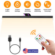 Wireless Picture Light Magnetic Art Display Light Dimmable Rechargeable Library Gallery Light with 3 Light Colors 3 Timer Settings Remote Control Punc