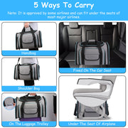 Expandable Pet Carrier Airline Approved Cat Dog Carrier Cat Collapsible Soft CarrierÊBag with Removable Fleece Pad Pockets Breathable Mesh Adjustable
