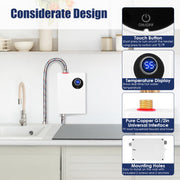 3000W Tankless Water Heater with Digital Display for Kitchen & Bathroom