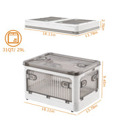 31QT/29L Foldable Storage Bins with Lid 4 Doors Collapsible Stackable Closet Organizer Containers with Lock 4Pcs Wheels
