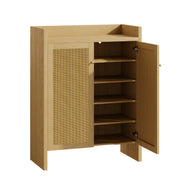 Rattan Shoe Cabinet with Doors, 6-Tier Storage Organizer
