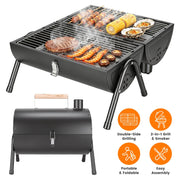 Portable Charcoal Grill with Double-Sided Cooking & 10 Skewers