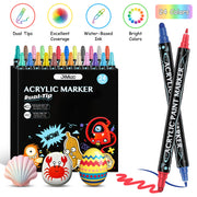 Dual Tip Acrylic Paint Markers Set - Water-Based & Quick-Dry