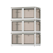 3Pcs Foldable Storage Bins with Lid 4 Doors Collapsible Stackable Closet Organizer Containers with Lock 4Pcs Wheels