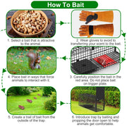 26in Single Door Live Animal Cage Trap For Animals Under 5LBS Easy To Setup Humane Galvanized Iron Trap Cage For Small Cats Rabbits Squirrels Moles Ch