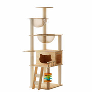 Cat Tree Tower 59" with Dual Acrylic Capsules & Scratching Posts