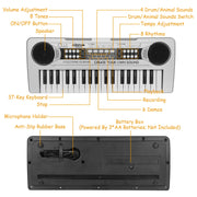 37 Keys Digital Music Electronic Keyboard Electric Piano Musical Instrument Kids Learning Keyboard with Microphone for 3-10 Year Old Kids Girls Boys