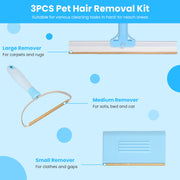 3PCS Pet Hair Removal Kit – Multi-Fabric Scraper & Lint Shaver