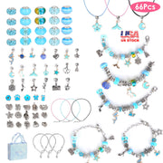 66Pcs Charm Bracelet Making Kit Kids\' Jewelry Necklace Making Kits Colorful DIY Charm Beads Pendant SetÊJewelry Decor Supplies with Gift Box for 5-12