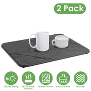 2 Pack 11.81x15.75in Stone Dish Drying Mat Silicone Diatomaceous Earth Shower Mat Marble Dish Drying Pad Fast Drying In 30S 1832℉Heat Resistant Non-sl