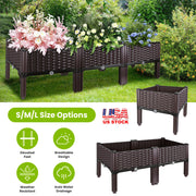 Outdoor Raised Garden Bed with Legs Elevated Planter Box with Self-watering System for Garden Patio Balcony Vegetables Flowers Herbs PP Plastic Box Ea