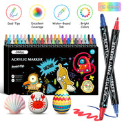 Dual Tip Acrylic Paint Markers Set - Water-Based & Quick-Dry