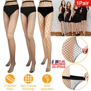 Women Fishnet Tights Sexy High Waist Fishnet Pantyhose Stretchy Mesh Hollow Out Tights Stockings w/ Small Medium Large Hole Choices