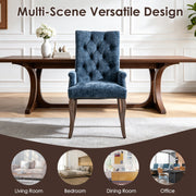 Tufted Dining Chair with Nailhead Trim & Curved Wood Legs