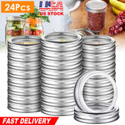 24 Pcs Regular Mouth Canning Jar Metal Rings Split-Type Jar Bands Replacement Fits For Ball Kerr Mason Jars