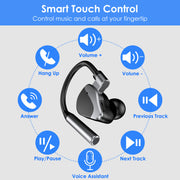 Unilateral Wireless Earpiece Rechargeable Wireless in-Ear Headset with Hook for Car Driving Phone Call Office