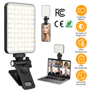 Rechargeable Selfie Light Fill Light 2000mAh Portable Clip On Light with 3 Light Modes 10 Brightness Levels for Phone Laptop Live Stream Make up Photo