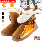 Women's Women's Snow Boots Super Soft Fabric Mid-Calf Winter Shoes Thickened Plush Warm Lining Shoes with  Anti-Slip Rubber Base Bowknot