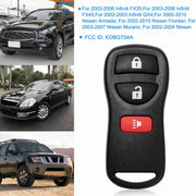 2 Keyless Entry Car Key Remote Key Fob Case Button Pad Replacement for Nissan KBRASTU15 315MHZ