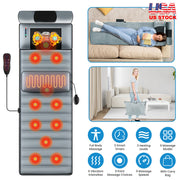 Full Body Electric Massage Mat with Heat Vibration Massage Pad Cushion Back Massage Mattress Chair Pad with Neck Massager Lumbar Pillow with 10 Vibrat