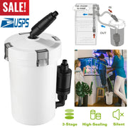 3-Stage External Canister Filter for 28 Gallon Aquarium Fish Tank 105gph 6W Easy Installation Silent