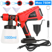 750W Electric Paint Sprayer Handheld HVLP Spray Painter Painting Spray Gun For Fences Brick Walls with  3 Spray Patterns 1000ML Detachable Cup