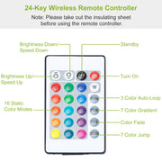 TV LED Backlight Strip 6.56ft Waterproof RGB Strip Light USB Monitor Lighting Kit w/ Remote Controller 16 Colors For 40-60 in TV