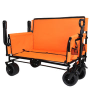 Folding Wagon Cart with Bench Seat & Canopy - 500lbs Capacity