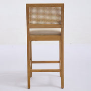 Solid Rubberwood Rattan Back Counter Stools Set of 2