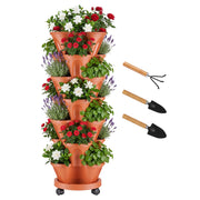 7-Tier Stackable Vertical Planter with Wheels and Drainage