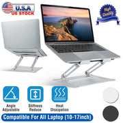 Laptop Stand Aluminum Angle Adjustable Computer Ergonomic Holder Riser Heat Vent Notebook Elevator For 10in-17in MacBook Pro 13 / 15