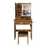 Vanity Desk with Lighted Mirror, Stool & Power Station
