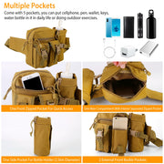 Tactical Waist Bag Utility Pouch Military Hiking Belt Bag w/ Water Bottle Pouch For Fishing Mountaineering Camping Hunting Running Outdoor