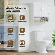 Wall Mounted Bathroom Cabinet with Adjustable Shelf & Doors