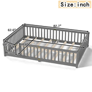 Montessori Floor Bed with Safety Guardrails and Lockable Door